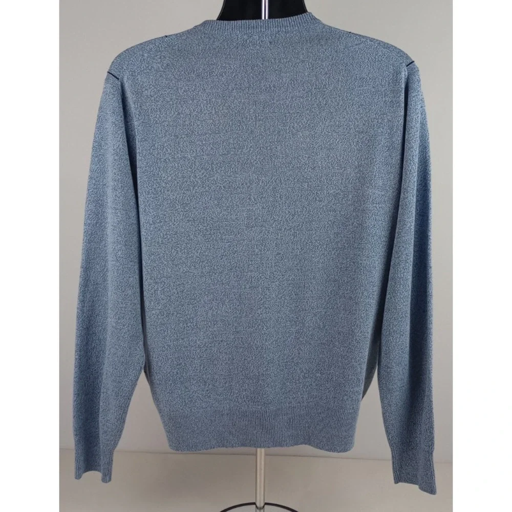 Dockers Men's L V-Neck Blue Long Sleeve Acrylic Golf Preppy Business Sweater